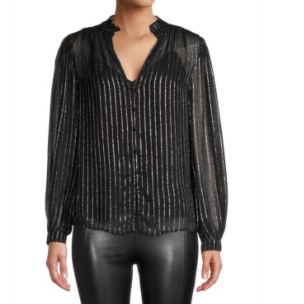 Velvet by Graham & Spencer Women's Lurex Stripes‎ Lolita Blouse Size Small NWT